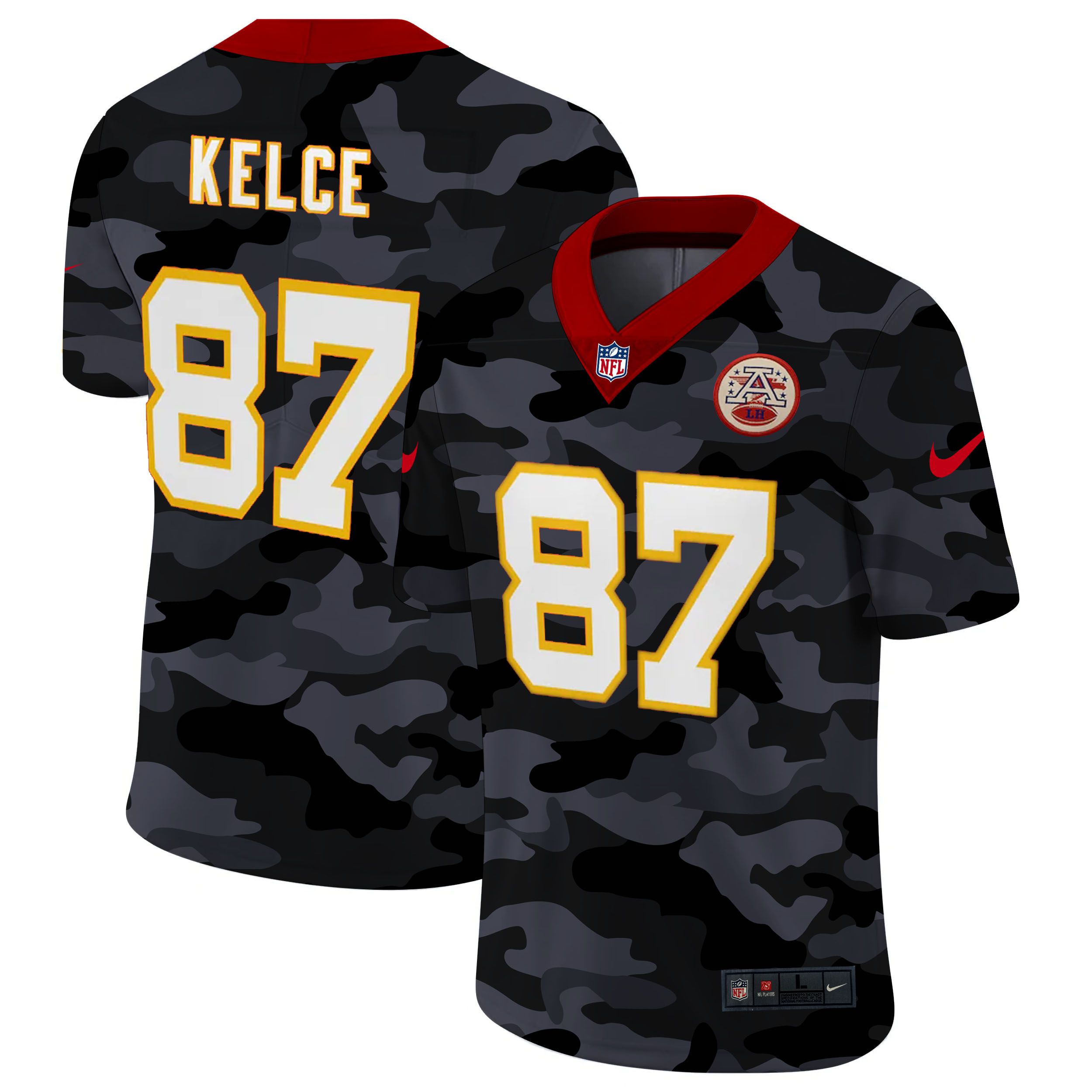 Men Kansas City Chiefs #87 Kelce 2020 Nike 2ndCamo Salute to Service Limited NFL Jerseys